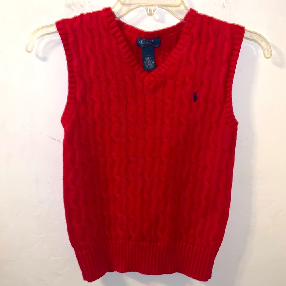 Kids-Boys Polo by Ralph Lauren Red/Navy 
Sweater Vest #322105535 Size 7